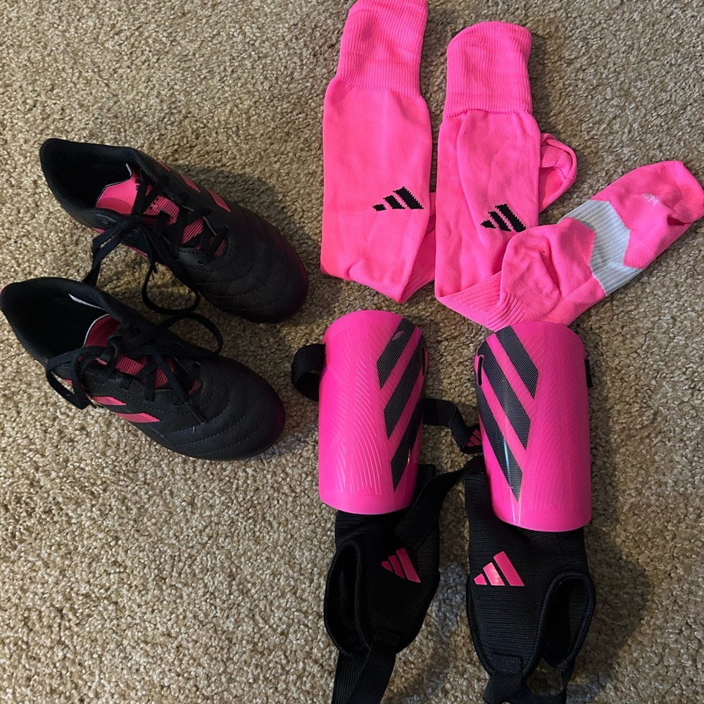 Adidas Black and Pink soccer gear